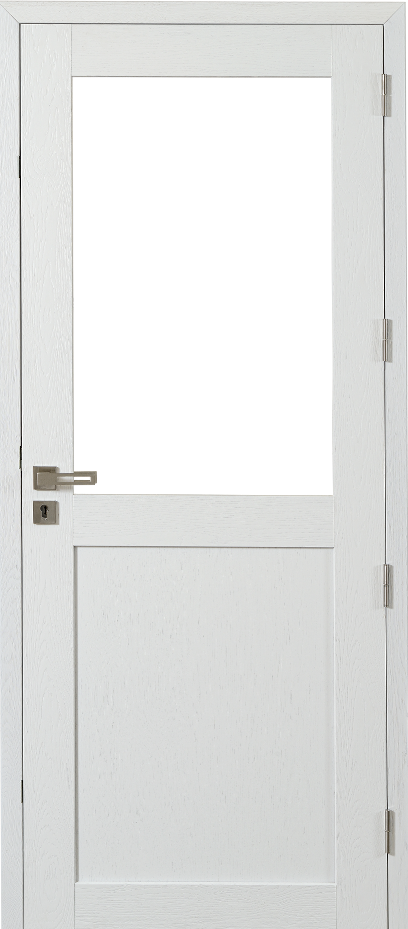Porte Intérieure Bois Vitrée - Factory - Chêne rustique - Blanc satin
