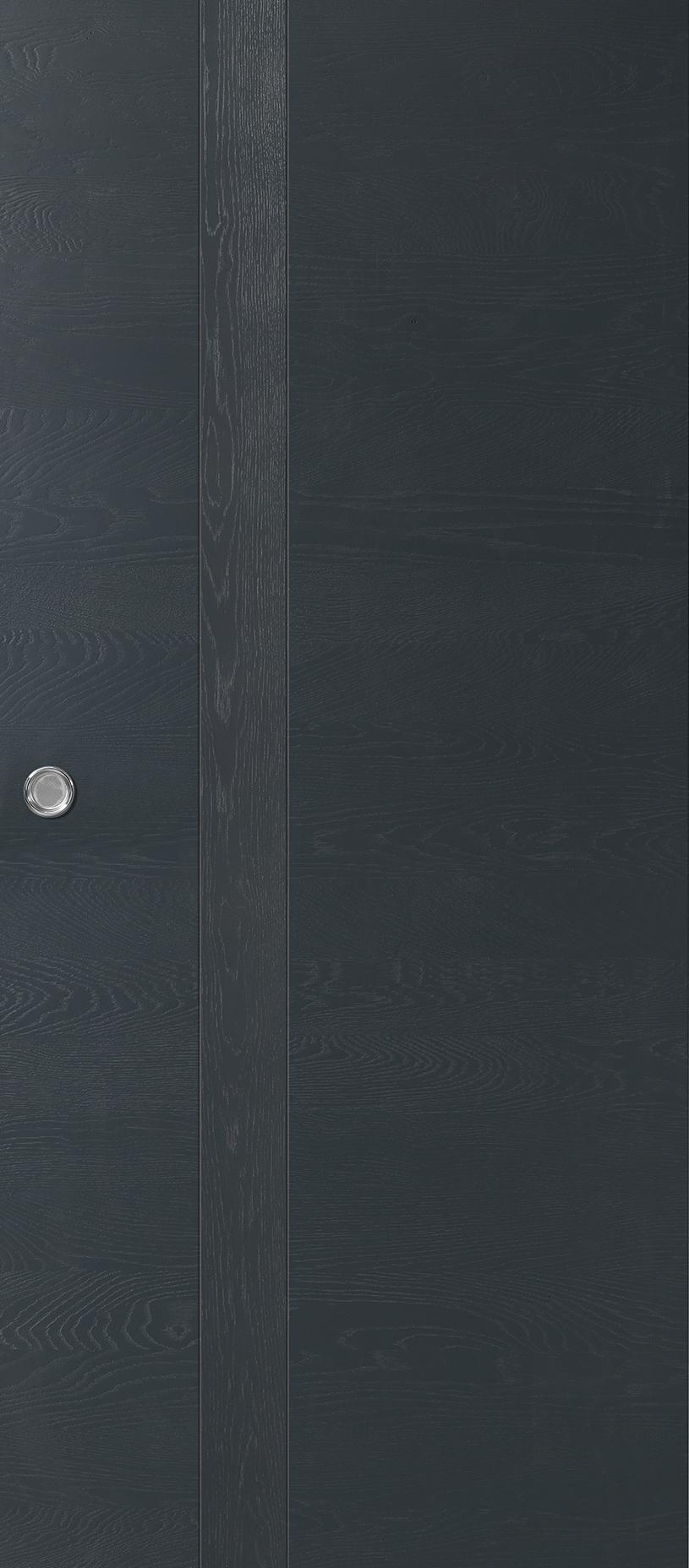 Porte coulissante Rozière Emia modulo - chêne dosse brossé - gris granit RAL 7016