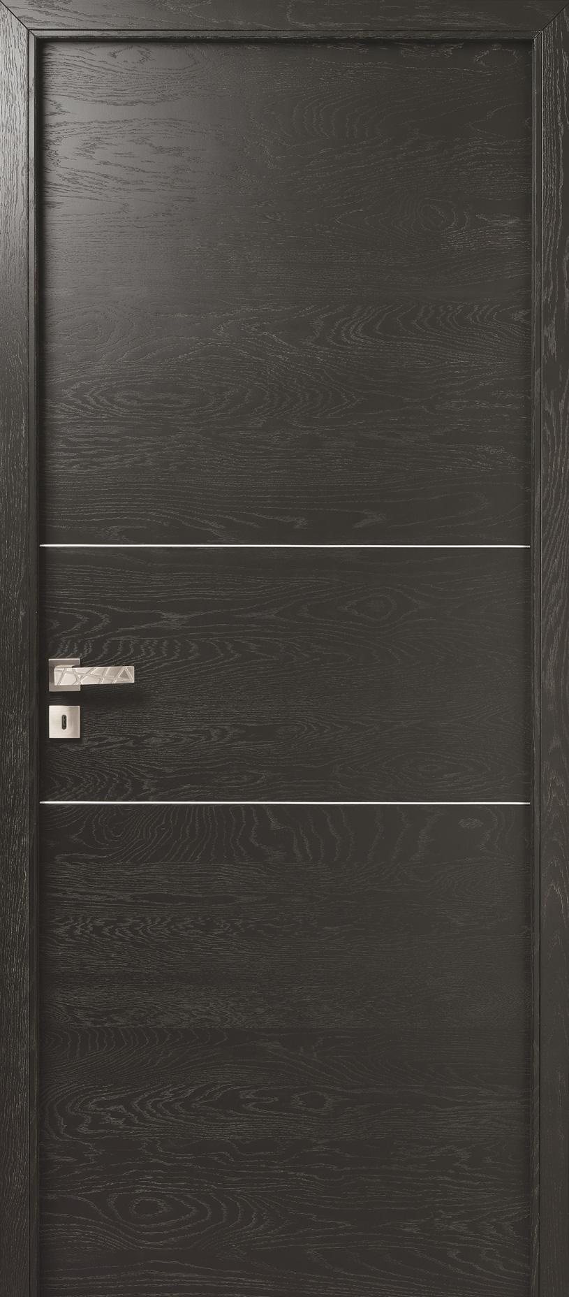 Porte Rozière Epure modulo D12 - chêne dosse brossé - Noir foncé RAL 9005 couleur unie