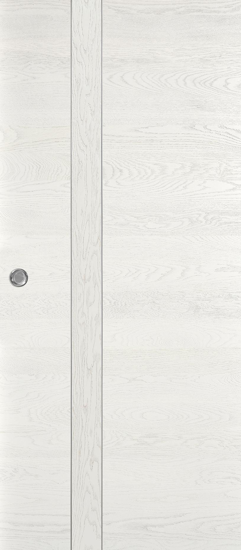 Porte coulissante Rozière Emia modulo D4 - chêne dosse brossé - blanc satin